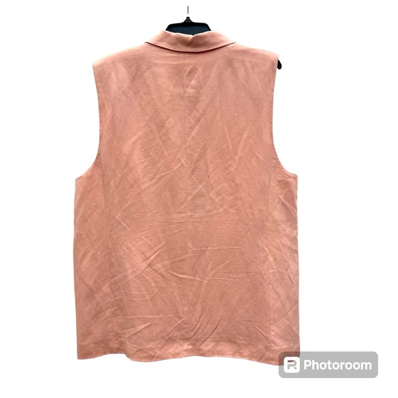 H&M Linen Vest, Sleeveless Blazer, Peach, Oversized, Size Large - Picture 2 of 5